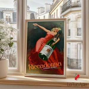 Vintage Italian  Riccadonna Vermouth Print , Retro Champagne Wall Art, Vintage Poster, Vintage Alcohol Poster, Vintage Bar Wall Art