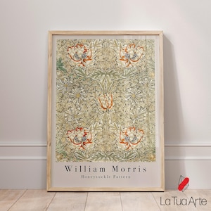 William Morris Honeysuckle Pattern Wall Art, Vintage Floral Framed Canvas,  Botanical Print, William Morris Print, Vintage Wall Art