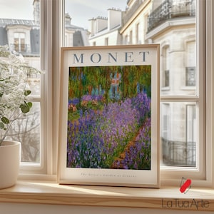 Claude Monet The Artist&#39;s Garden Print, Claude Monet Poster, Flower Garden Painting, Monet Giverny Art, Vintage Botanical Decor, Gift Idea