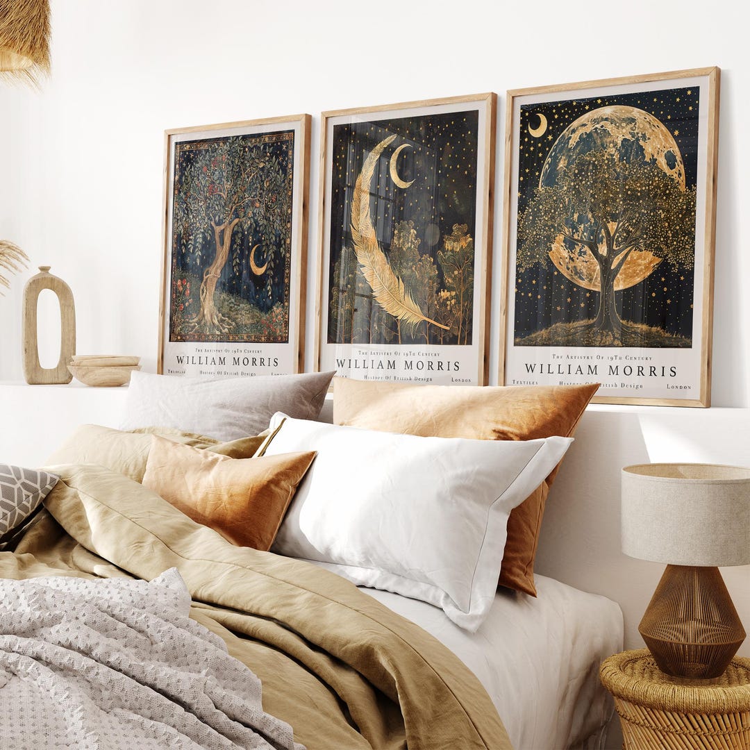 William Morris Art Print Set: Vintage Moon, Stars, Nature, Botanical ...