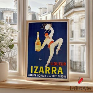Vintage Izarra Poster, Retro French Alcohol Print, Retro Wall Art, Vintage Poster, Vintage Alcohol Poster, Vintage Bar Wall Art, Gift Idea