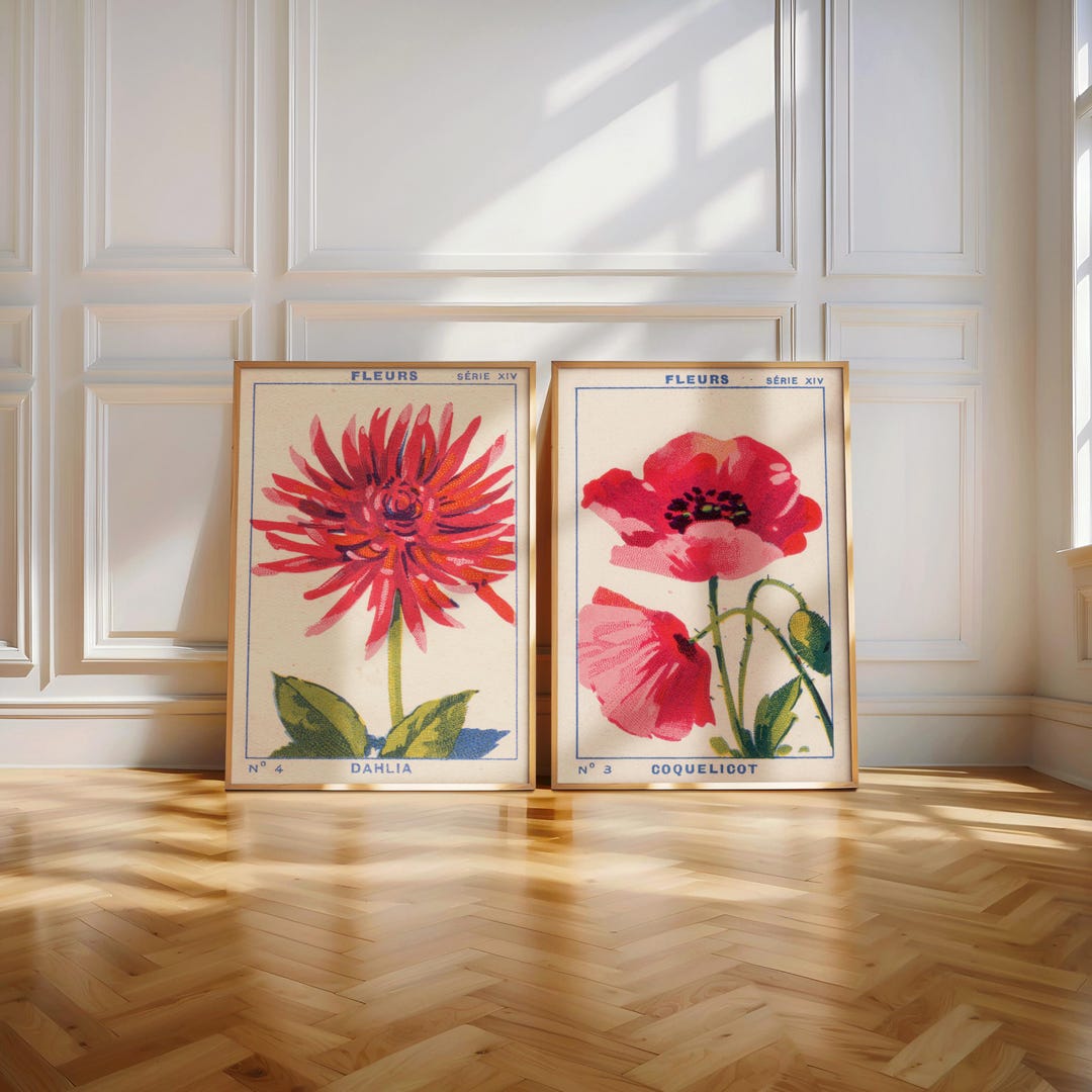 Vintage Botanical Print Set: Floral Wall Art, Home Decor - Etsy
