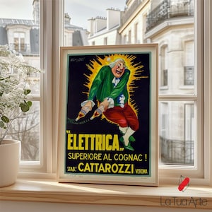 Vintage Elettrica Poster, Retro Italian Liquor Print, Retro Wall Art, Vintage Poster, Vintage Alcohol Poster, Vintage Bar Wall Art, Gift