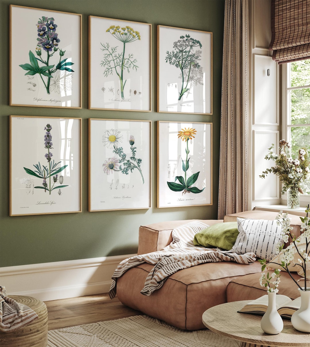 Vintage Botanical Print Set: Modern Gallery Wall Art, Kitchen & Living ...