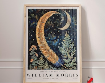 William Morris Feather Moon Print: Vintage Botanical Wall Art