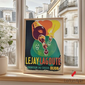 Lejay Lagoute Cassis Vintage French Poster, Retro Bar Wall Art, Vintage Poster, Vintage Alcohol Poster, Vintage Bar Wall Art, Gift Idea