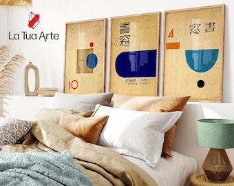 Japanese Bauhaus Art Print Set: Minimalist Geometric Wall Art