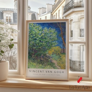 Vincent van Gogh Lilac Bush Poster, Colorful Botanical Landscape Art Print, Vintage Nature Print, Van Gogh Print, Aesthetic Wall Art