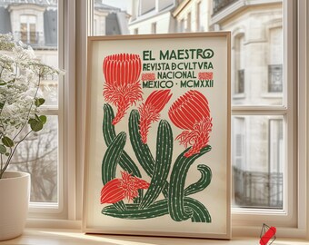 Vintage Mexican Cactus Art Print: El Maestro Magazine Cover