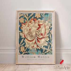 William Morris Floral Honeysuckle Canvas Painting, William Morris Wall Art, Botanical Wall Art, Floral Vintage Poster, Aesthetic Wall Art