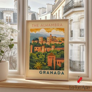 Alhambra Granada Poster, Spain Travel Wall Art, Vintage Travel Poster, Moorish Palace Print, Spanish  Decor, Travel Lovers Gift, Gift Idea