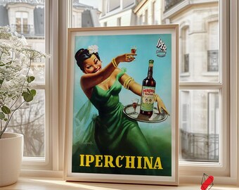 Iperchina Liquor Vintage Poster: Italian Retro Bar Wall Art