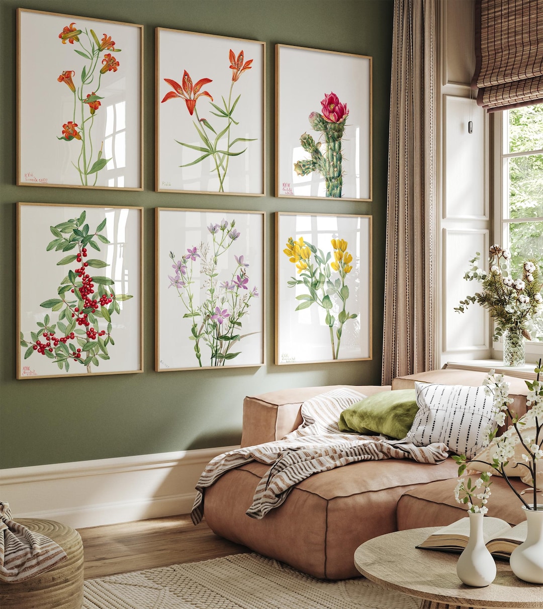 Vintage Botanical Print Set: Watercolor Floral Gallery Wall Art - Etsy