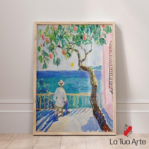 Henri Matisse Mediterranean Terrace Wall Art, Landscape Wall Art, Coastal Landscape Canvas Print, Colorful Wall Art, Henri Matisse Prints