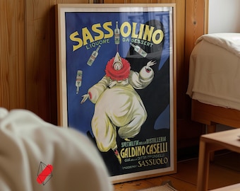 Sassolino Liquore Vintage Poster: Italian Art Deco Alcohol Print