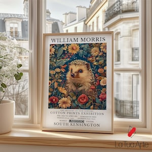 William Morris Botanical Hedgehog Art Print: Vintage Animal Wall Art