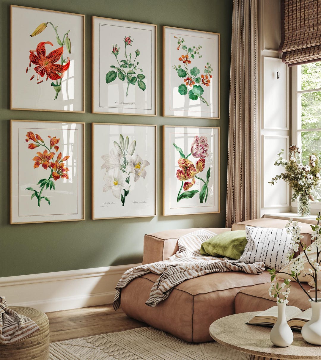 Vintage Botanical Flower Art Prints: Gallery Wall Set of 6 - Etsy
