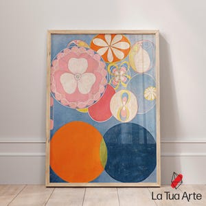 Hilma Af Klint Colorful Abstract Wall Art, Colorful Spiritual Art Print, Geometric Flower Wall Art, For Modern Home Decor, Vintage Wall Art