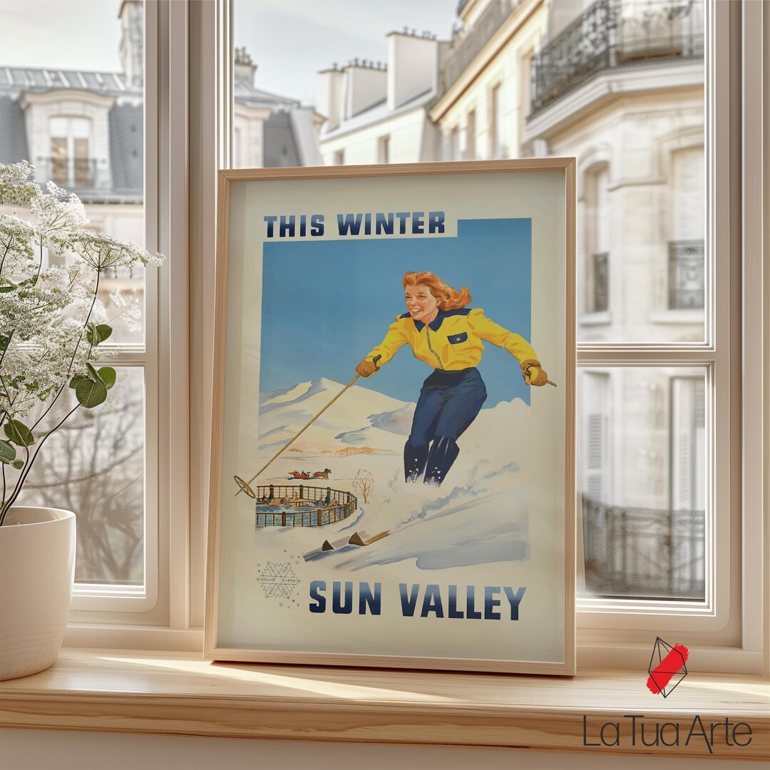 Vintage Skiing Poster: Sun Valley Art Deco Travel Print - Etsy