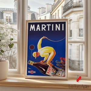 Vintage Martini Italian Vermouth Advertising Poster, Retro Wall Art, Martini Wall Art, Vintage Wall Art, Vintage Poster, Bar Wall Art