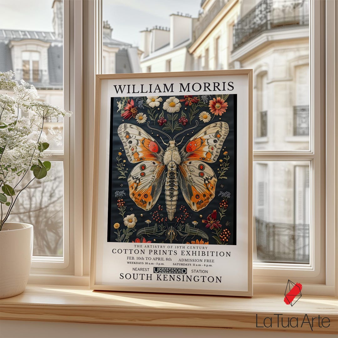 William Morris Butterfly Art Print: Vintage Floral Botanical Poster - Etsy