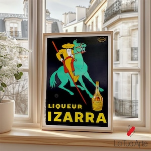 Vintage Izarra Poster, Retro French Alcohol Print, Retro Wall Art, Vintage Poster, Vintage Alcohol Poster, Vintage Bar Wall Art, Gift Idea