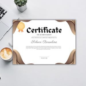 Certificate of Achievement Template | Printable Editable Award Certificate | Digital Download PDF for School, Office, Event or Kids