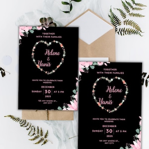 Bearbeitbare Hochzeitseinladungsvorlage | Personalisierte druckbare PDF, sofortiger Download, elegante minimalistische Hochzeitseinladung, DIY Einladungsreihe