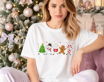 Christmas Doodle Family Matching Character Tee,Winter Shirt,Holiday Party Outfit,Xmas Vacation Top,Teacher Gift,Retro Graphic,Classroom Crew