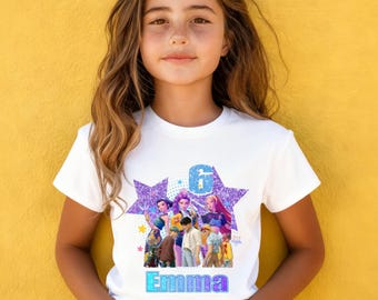 Personalized Kpop Birthday Tee,Huntrix Girls and Saja Boys Crossover Apparel,Gift for Kpop Music Fans,Must Have Kpop Merch,Kids Gift Tee