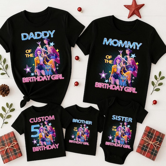 Custom Huntrix Birthday Girl Shirt,Custom Family Birthday Shirt,Personalized Kpop Demon Hunter Birthday Tee,Gift for Huntrix fan,Huntrix tee