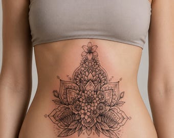 Geometric Flora Mandala Tattoo Design