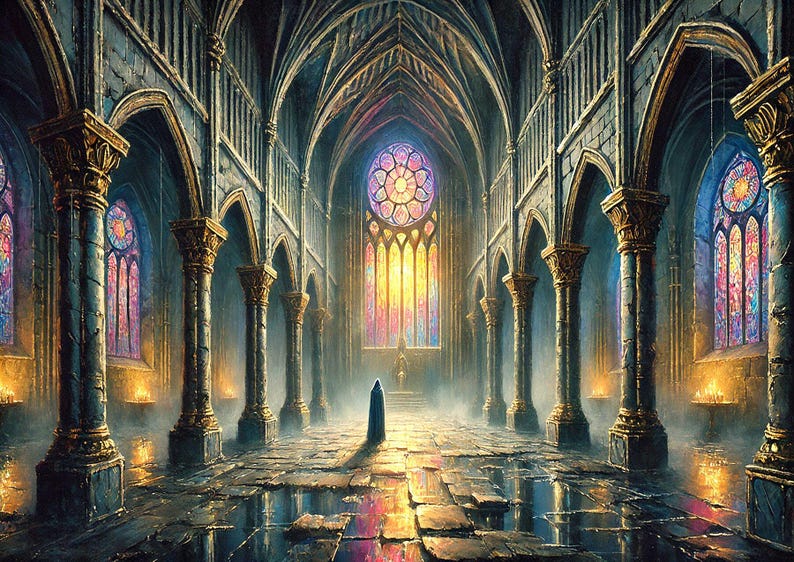 Sanctum of Light – Gothic Fantasy Cathedral Art Print | A3 Stained ...