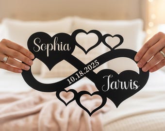 Custom Infinity Love Metal Sign, Personalized Couple Name Wall Art, Wedding Anniversary Gift, Valentine's Day Decor, Gift For Parents