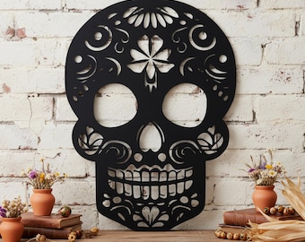 Custom Sugar Skull Metal Wall Art, Indoor/Outdoor Day of the Dead Decor, Day of the Dead/Halloween Keepsake/Gift, Housewarming/Fiesta Gift