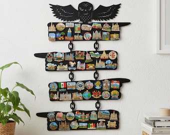 Owl Top Multi Panel Magnetic Board, Daily Note Organizer & Household Reminder Display Decor, Housewarming Gift for Travel Lovers
