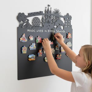 Custom Park Silhouette Magic Quote Magnetic Board, Souvenir Organizer & Magical Moment Display Decor,Housewarming Gift for Park/Travel Lover