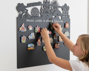Custom Park Silhouette Magic Quote Magnetic Board, Souvenir Organizer & Magical Moment Display Decor,Housewarming Gift for Park/Travel Lover