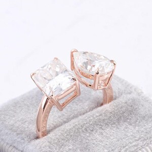 2 CT Toi et Moi Ring Engagement Ring Two Stone Promise Ring Gold Silver Simulated Diamond Ring Double Stone Wedding Ring Gift for her