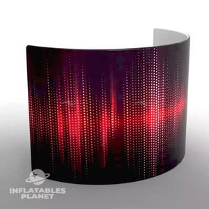 Cabina de DJ con fachada curva, cubierta de tela, fondo para fiesta, rave, caja redonda