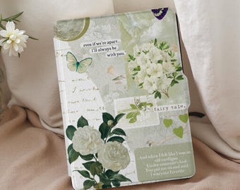 Green Flowers Butterfly Kindle Paperwhite Case 11th/10th Gen | 6.8&quot; Premium Leather Cover | Auto Wake/Sleep | Fits PW 1/2/3/4 | Best Gift