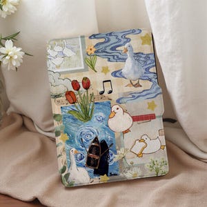 Uroczy rysunkowy kaczor Kindle Paperwhite etui 11/10 generacji | 6,8" skórzana obudowa premium | Automatyczne wybudzanie/uśpienie | Pasuje do PW 1/2/3/4 | Najlepszy prezent