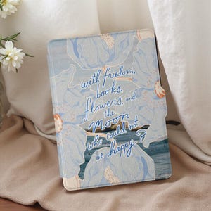 Light Blue Flower Kindle Paperwhite Case 11th/10th Gen | 6.8&quot; Premium Leather Cover | Auto Wake/Sleep | Fits PW 1/2/3/4 | Best Gift
