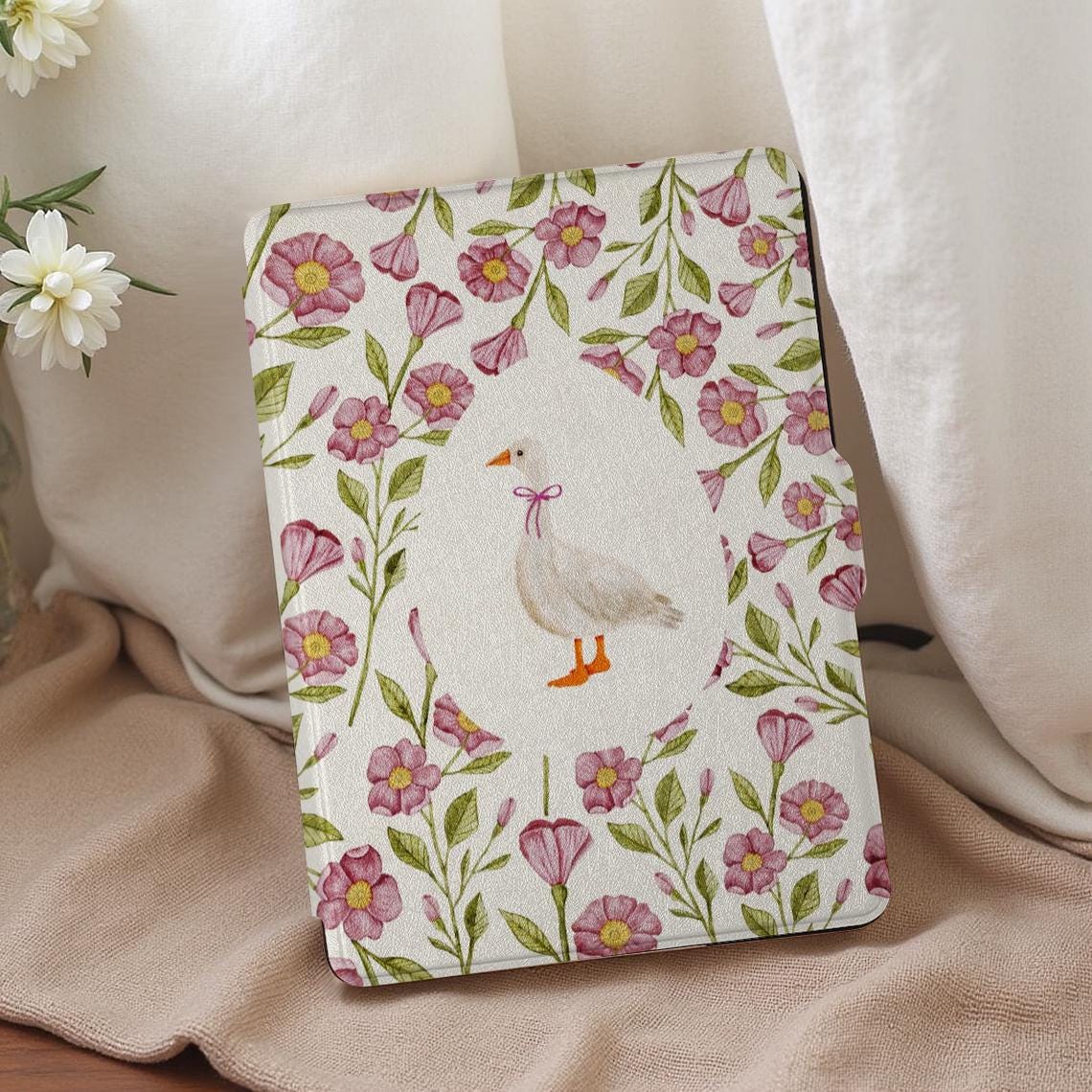 Lovely Goose Floral Kindle Paperwhite Case 11th/10th Gen | 6.8" Premium Leather Cover | Auto Wake/Sleep | Fits PW 1/2/3/4 | Best Gift