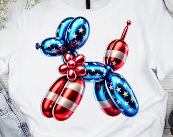 Coquette 4th Of July PNG, Balloon Dog, American Girly PNG, Fourth Of July PNG