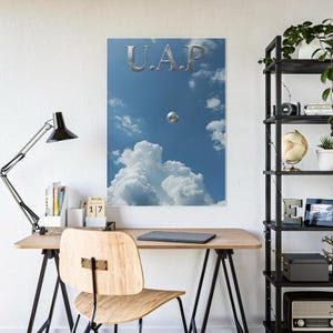 Printable Poster, UAP UFO Enthusiast Gift, Glossy Wall Art Decor, Unique Flying Saucer Print, Out of this World, Alien Spaceship Art Print