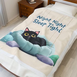 Velveteen Plush Blanket, Cat Lover Children's Bedding, Cute Animal Kids Throw, Cozy Nursery Decor, Soft Toddler Nap Time Cover, Cartoon