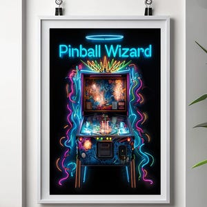 Pinball Wizard instant download Neon Poster - Retro Arcade Aesthetic