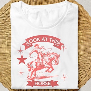 Camiseta com visual retrô para este cavalo - Camiseta vintage de cowboy de rodeio, camiseta gráfica de cowgirl ocidental, roupa de rodeio country Ranch Wrangler, presente Yeehaw