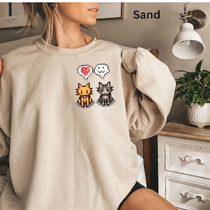 Cat Stardew Valley Sweatshirt, Gift for Him and Her, Video Game Art, Pixel Art, Crossing, 8Bit, Valley, Animal, Cozy Gamer, GamingGift